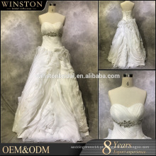 Alta qualidade uma linha vestido de casamento saia removível